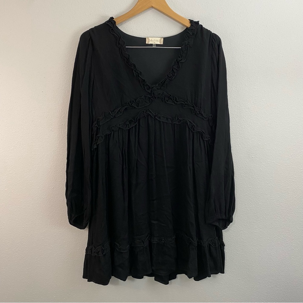 Altar’d State Black Ruffled Long Sleeve Mini Dress Women’s Medium